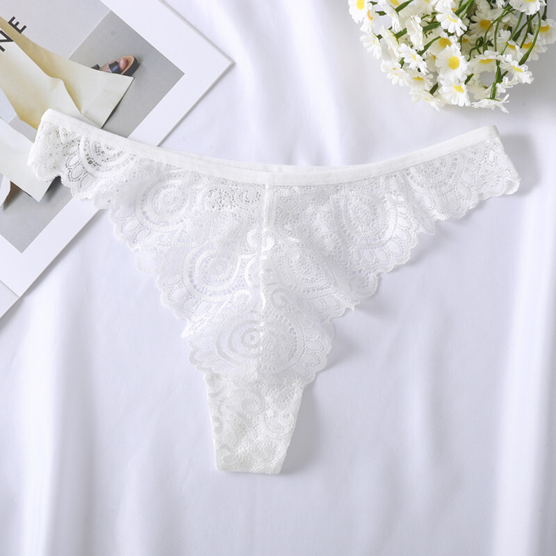 5PCS/LOT Sexy Womens Lace Thong Panties Brief Sheer High Cut Underwear Lingeries