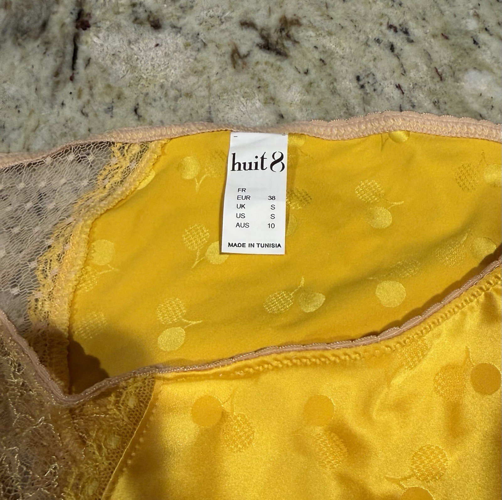 HUIT 8 Paris Panties Underwear Georgette Jaune Rose S Small / 38 French Lingerie