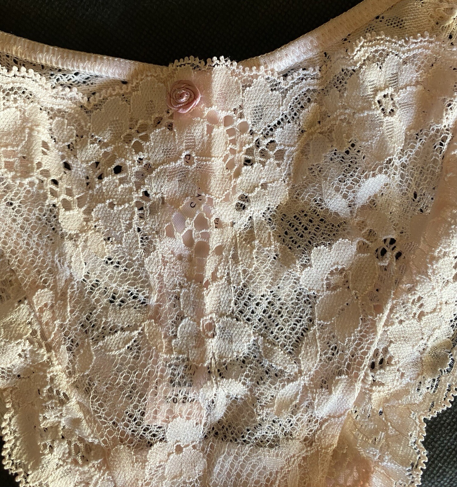 VICTORIA’S SECRET Size L Dream Angel Purest Pink Lace Brazilian Panty NWT