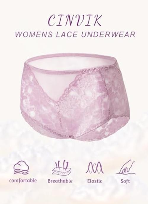 Sexy High Waisted Underwear for Women Plus Size Briefs 4X-Large Plus 6pcs-black