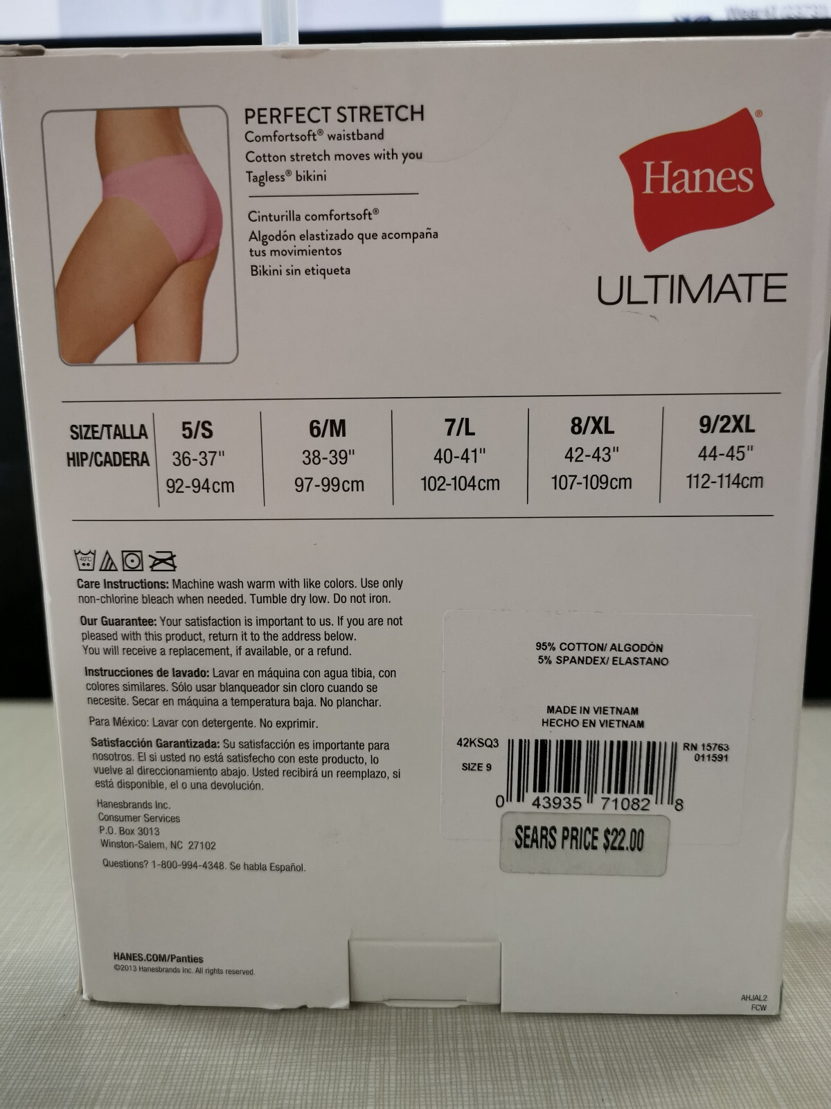 Hanes 42KSQ3 Ultimate Perfect Stretch Bikini (3-Pack) 9/2XL