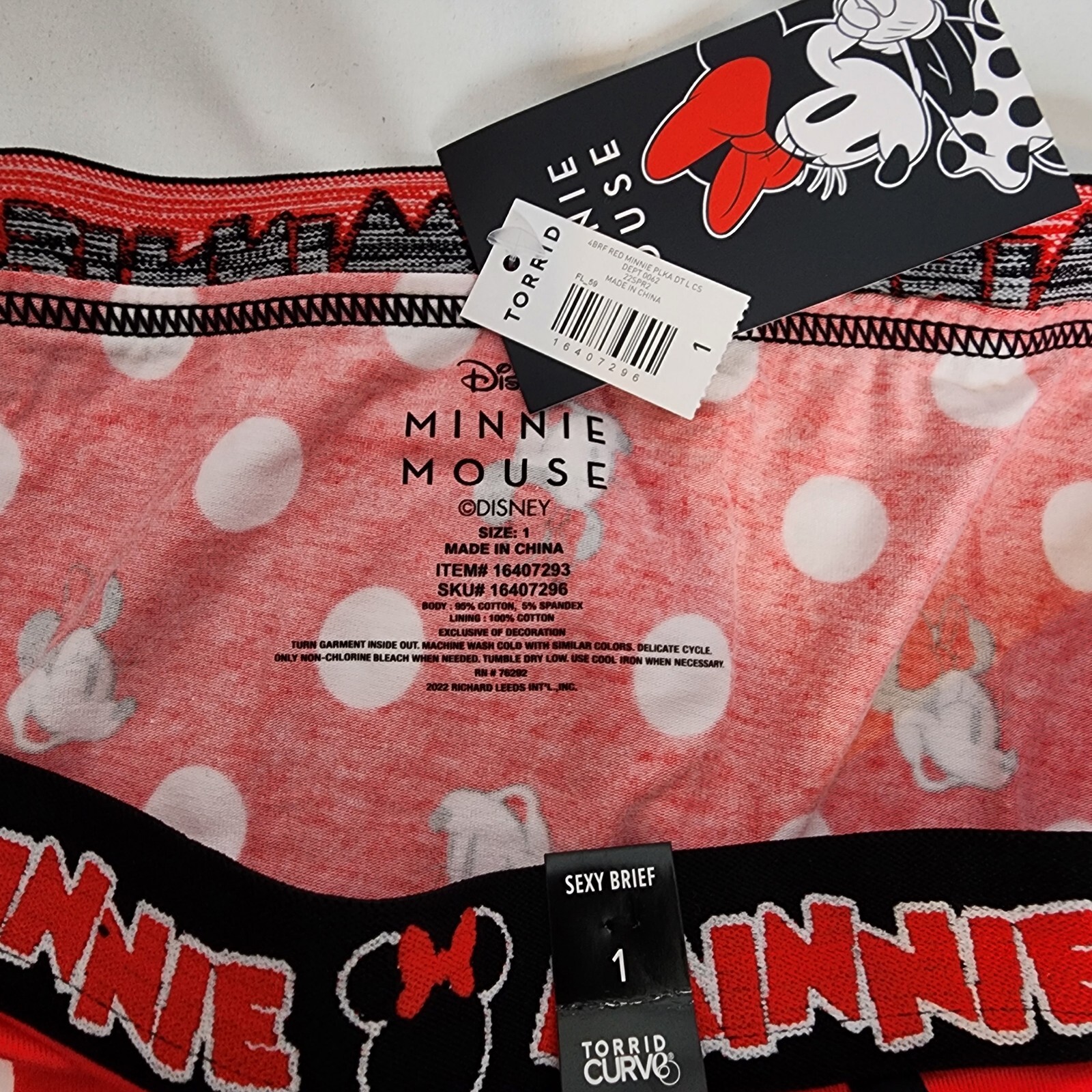 1X 14W 16W Torrid Minnie Mouse Red Polka Dot Brief Panty Disney Full Coverage Mi