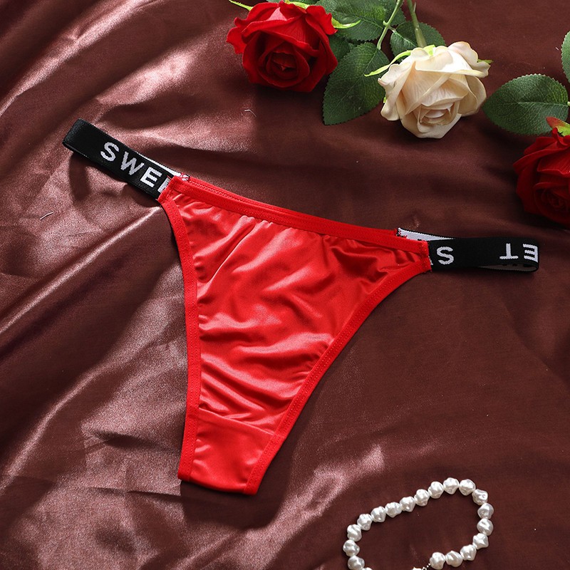 6PCS/LOT Ladies Womens Sexy Satin Thong Panties Underwear Bikinis Lingerie Brief