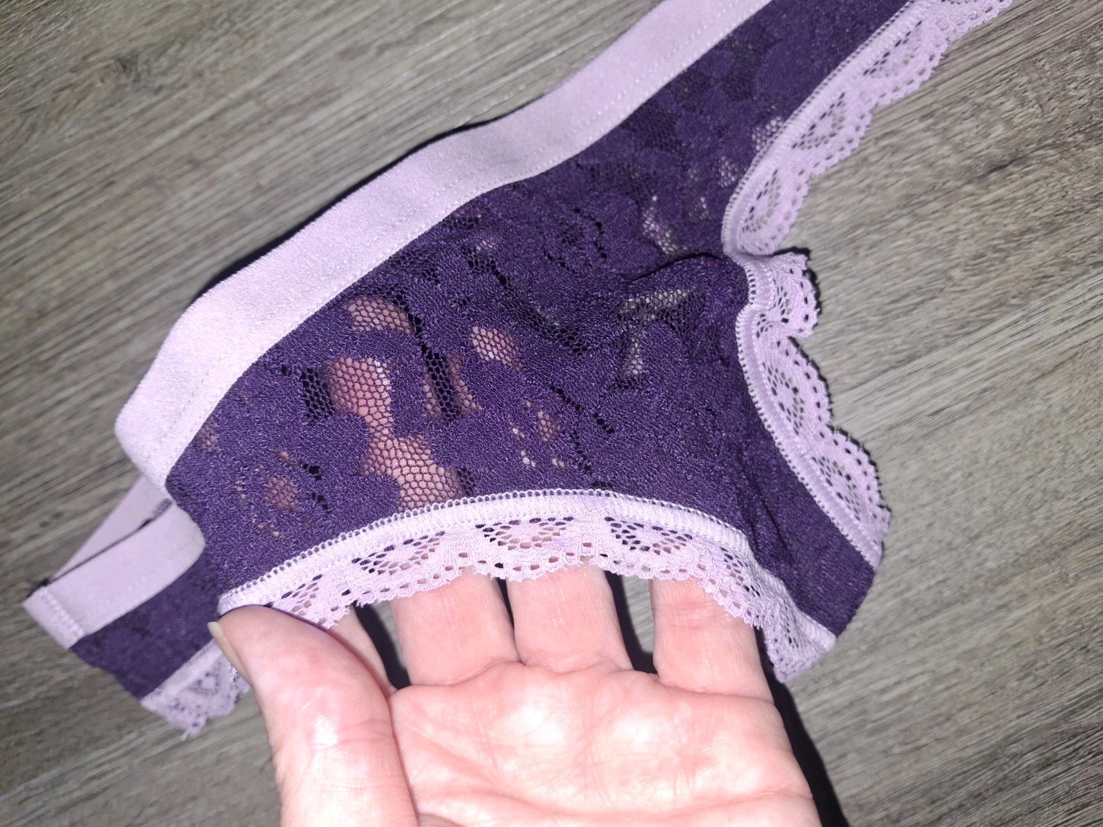 Adore Me/VS Floral Lace Thong Panty NEW XS 2tone Purple