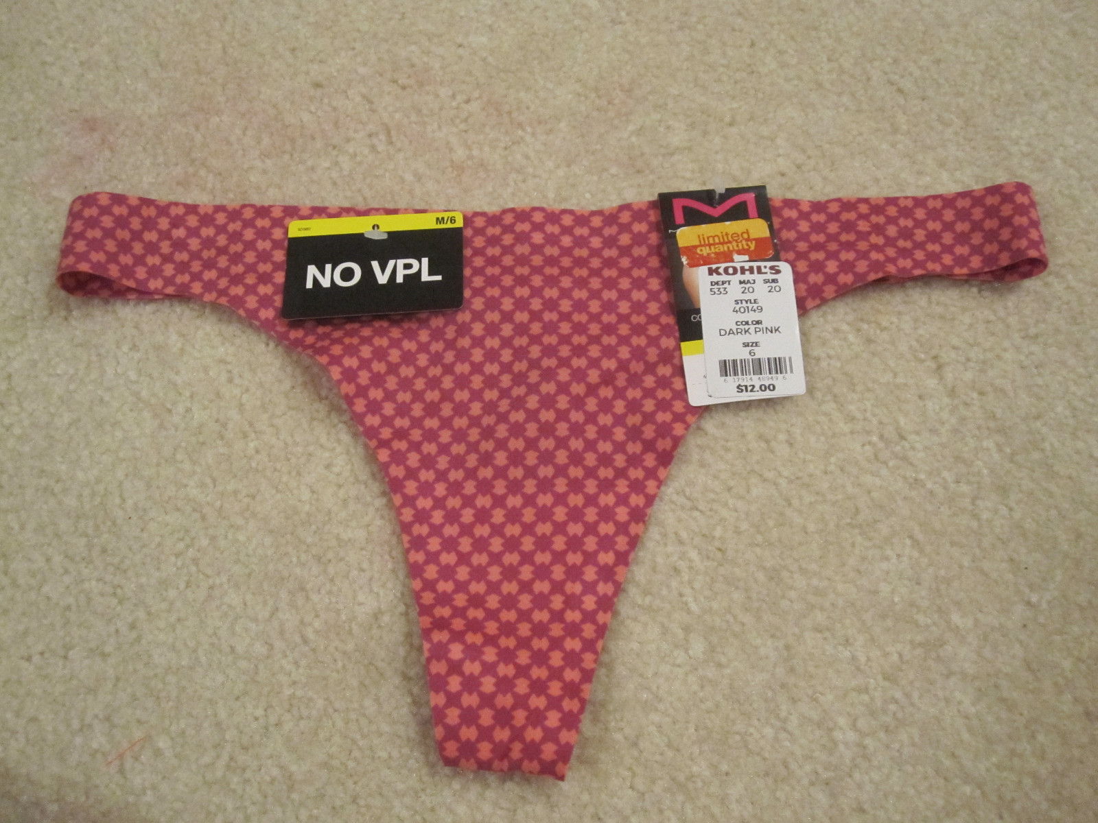 Maidenform ladies panties comfort devotion thong size 6 M new style# 40149