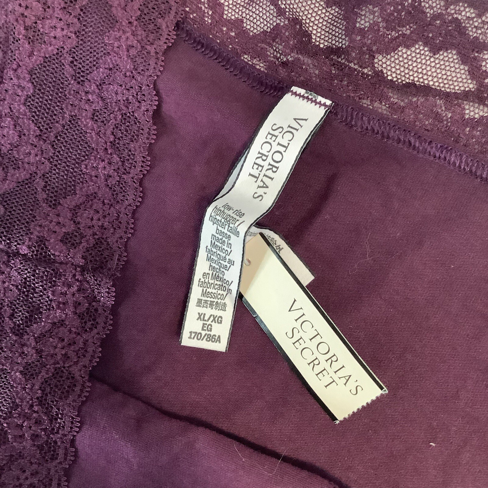 Victoria’s Secret Dark Purple Burgundy Low Rise Hiphugger Panties – Size XL BNWT
