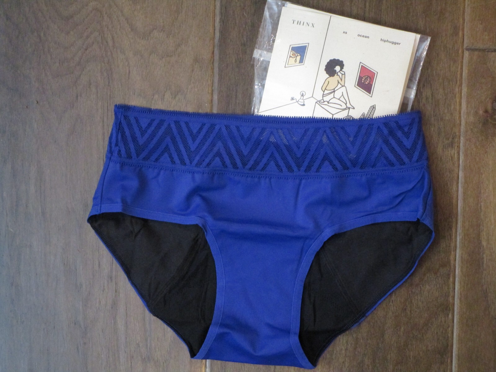 THINX HIPHUGGER OCEAN BLUE PERIOD-PROOF PANTIES SIZE XS NEW