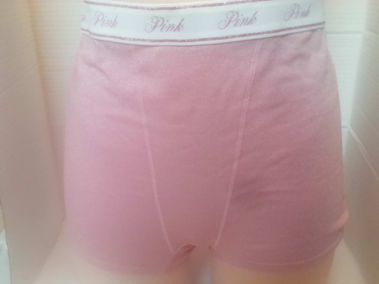 NWT. PINK Boyshort PINK Glimmer Logo. Pink L