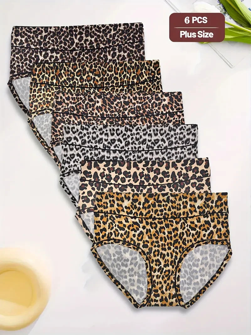 6 Elegant Womens Leopard Print Underwear Panties Breathable 5 XL NEW! SEXY!!