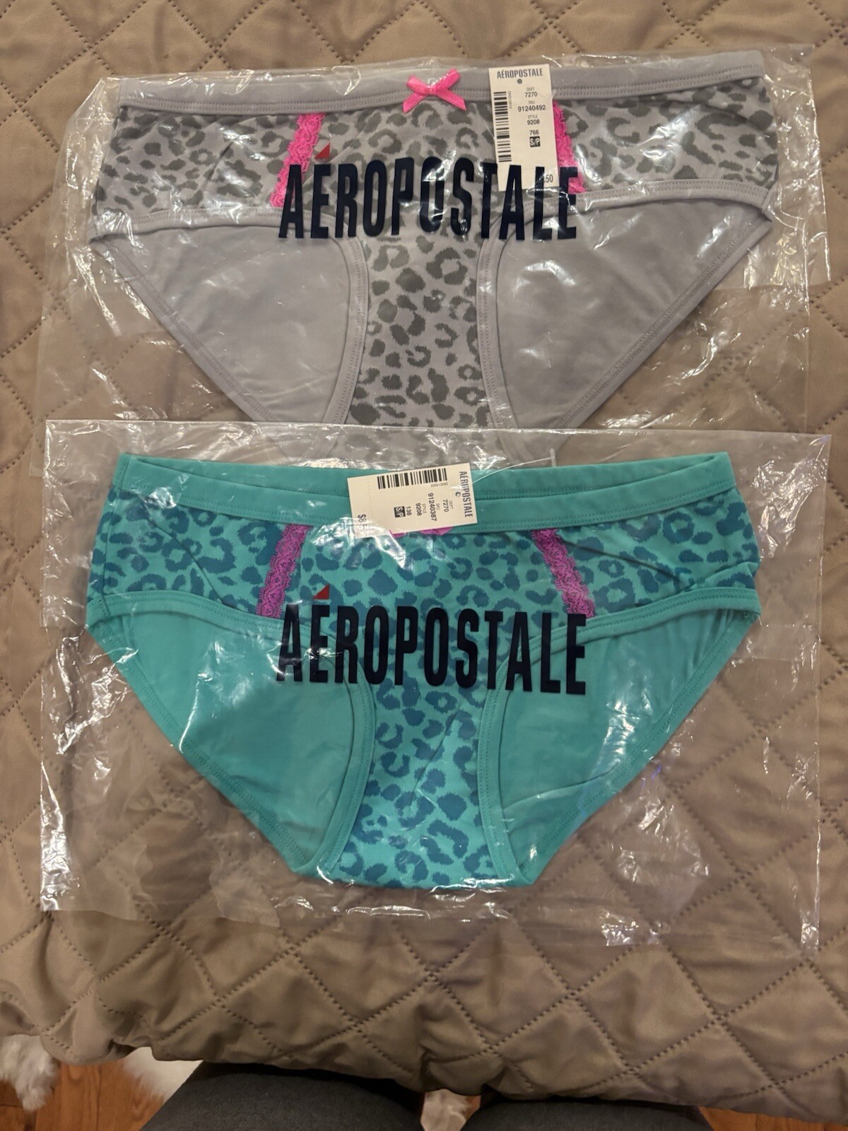 NWT (2) Pair Aéropostale Cotton BOY BRIEF ANIMAL PRINT AQUA & GRAY S RARE!!
