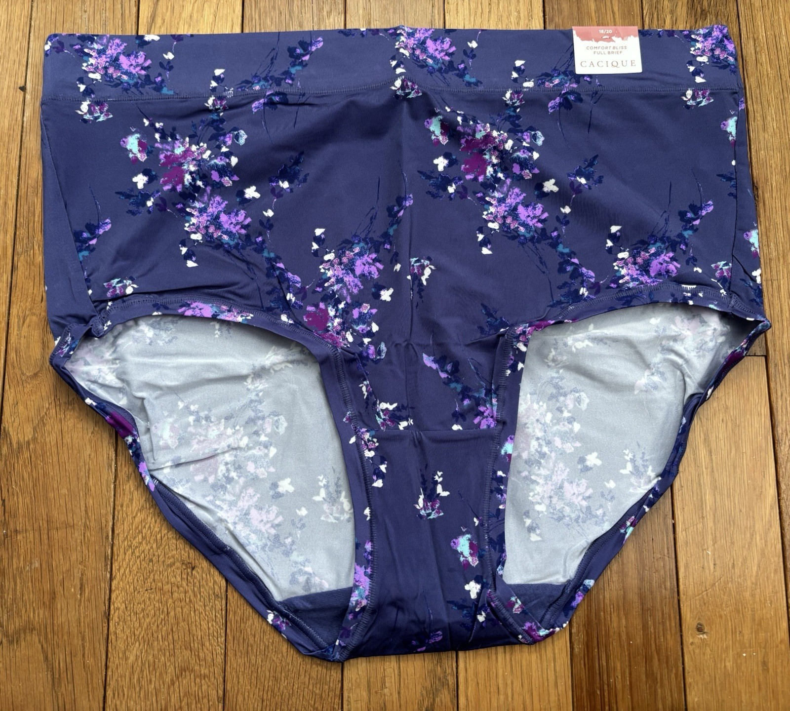 Plus Sz 18/20 Lane Bryant Cacique Comfort Bliss Full Brief Panty Violet Flower