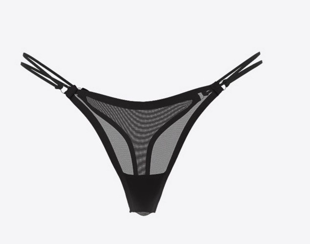 💕Victoria’s Secret “PINK” Mesh Micro Strappy Thong Black X-Small🎉💕