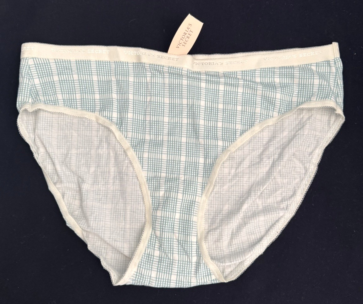 NEW Victoria’s Secret Vintage HI CUT BRIEF Green Plaid Size LARGE Panty NWT