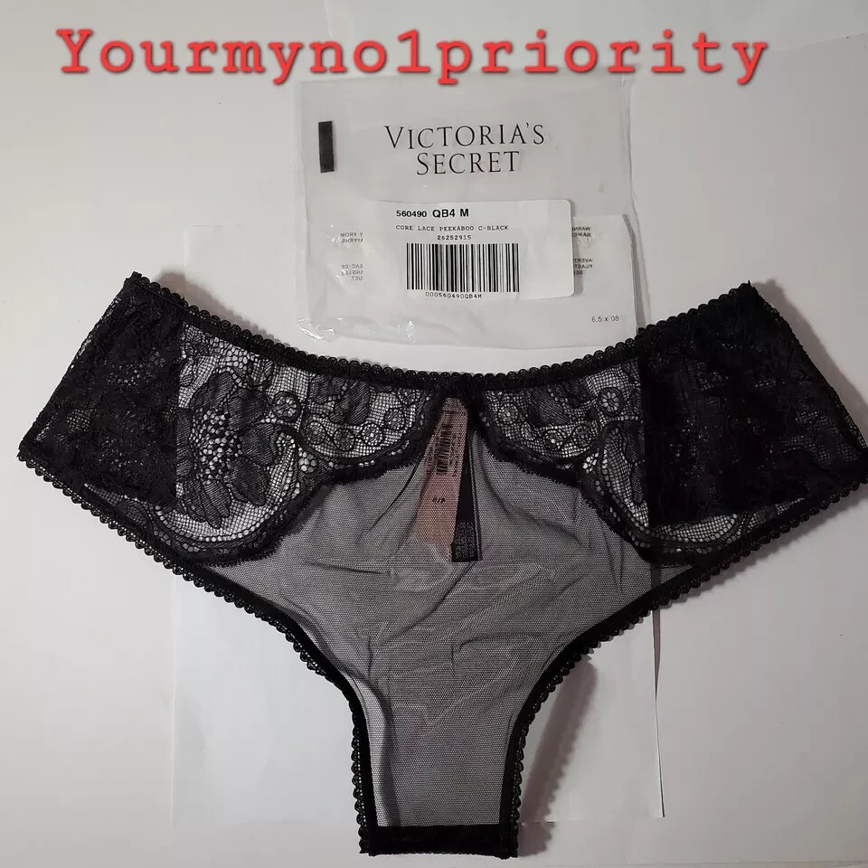 M-XL Victoria’s Secret Very Sexy Peekaboo Cutouts Sheer Mesh Lace Cheeky Panty
