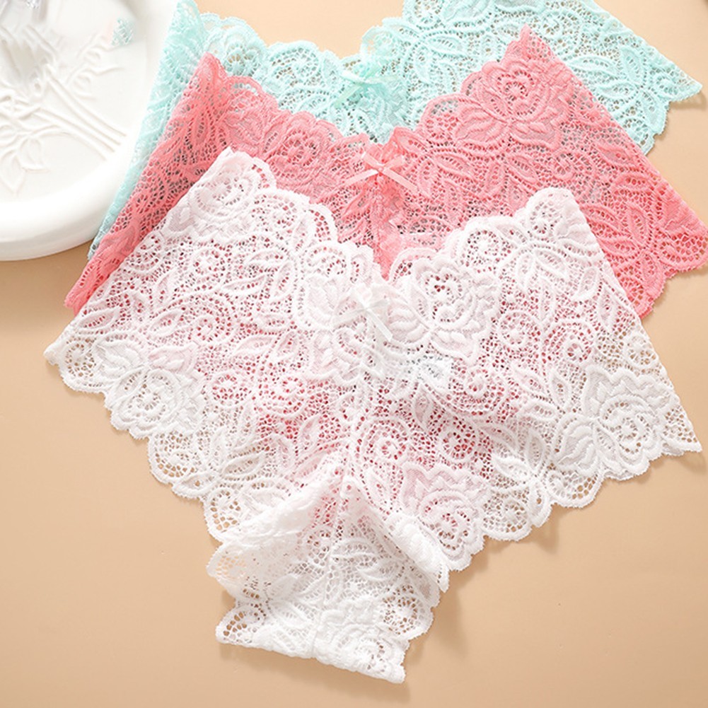 Sexy Low Waist Lace Chiffon Underwear for Women Triangle T Back Design
