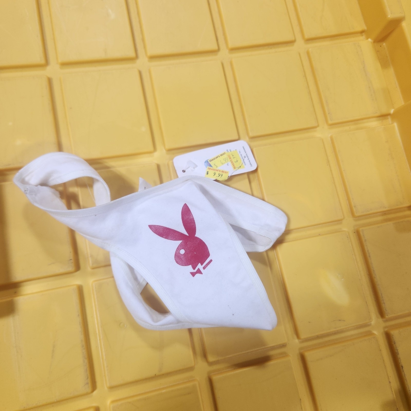 Y2K Vintage Playboy Bunny Head Thong Underwear White / Red Size S J41#2