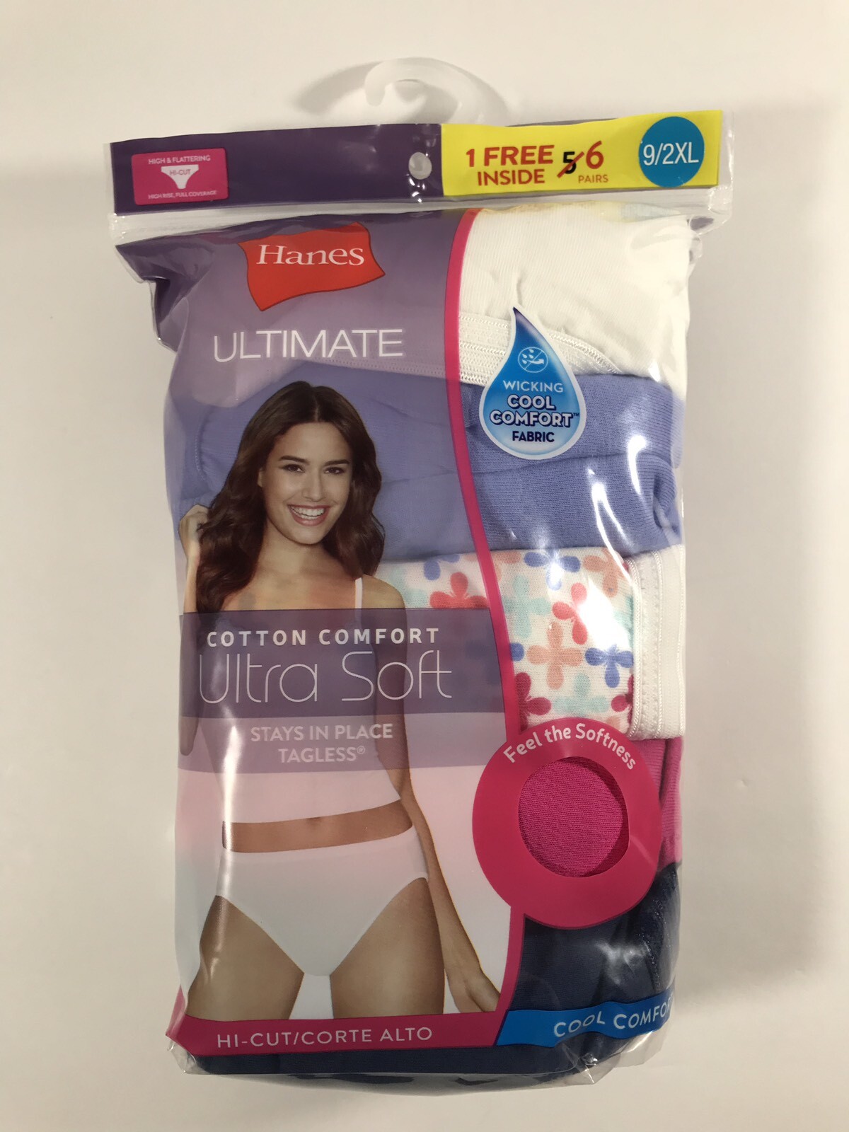 Hanes Ultimate 5-pk.+1 Bonus Comfort Ultra Hi-Cut 43HUC6 Sz.8/XL #98