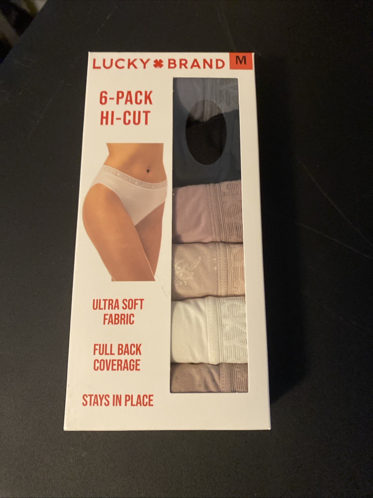 NEW LUCKY BRAND 1790598 MULTI-COLOR 6 PK HI-CUT PANTIES SZ M #195C
