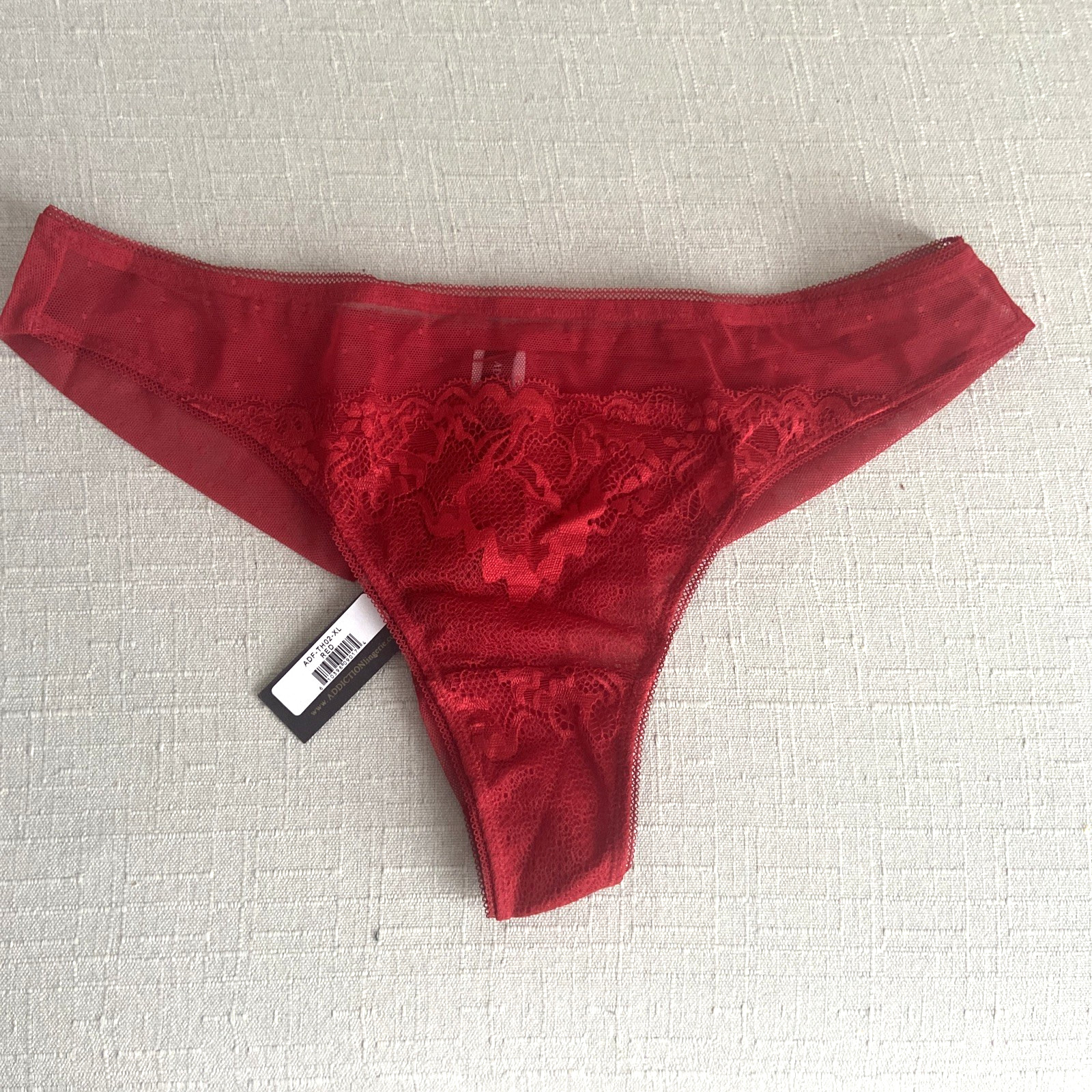 NWT Addiction Nouvelle lingerie HUIT JOIE TANGA Panty Dark Red X-Large