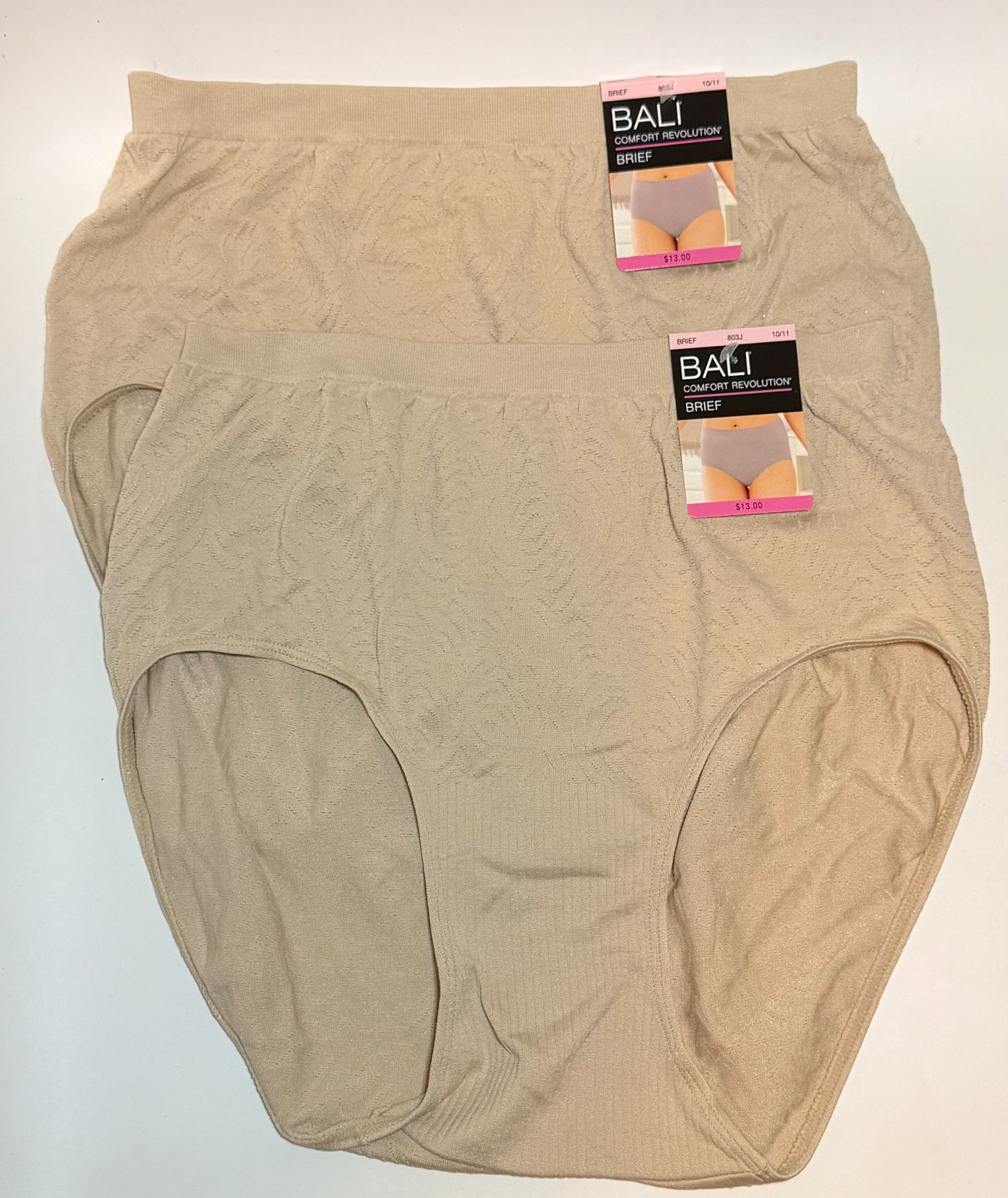 NWT 2 Bali Comfort Revolution Brief Panties 803J Beige/Nude Size 10/11