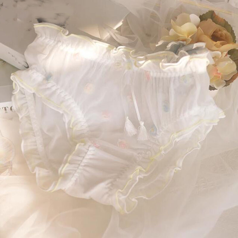 New Japanese Cute Girls Ruffles Panties Briefs Lolita Sheer Underwear Underpants
