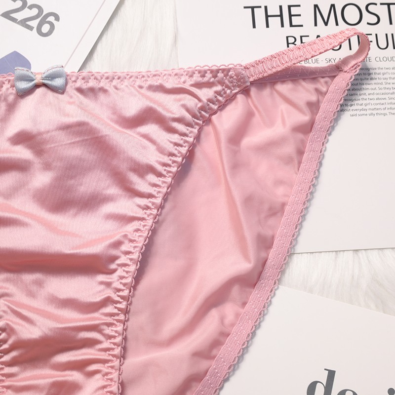 4PCS/LOT Sexy Womens Silky Satin Panties Underwear Bikinis Briefs Lingerie Soft