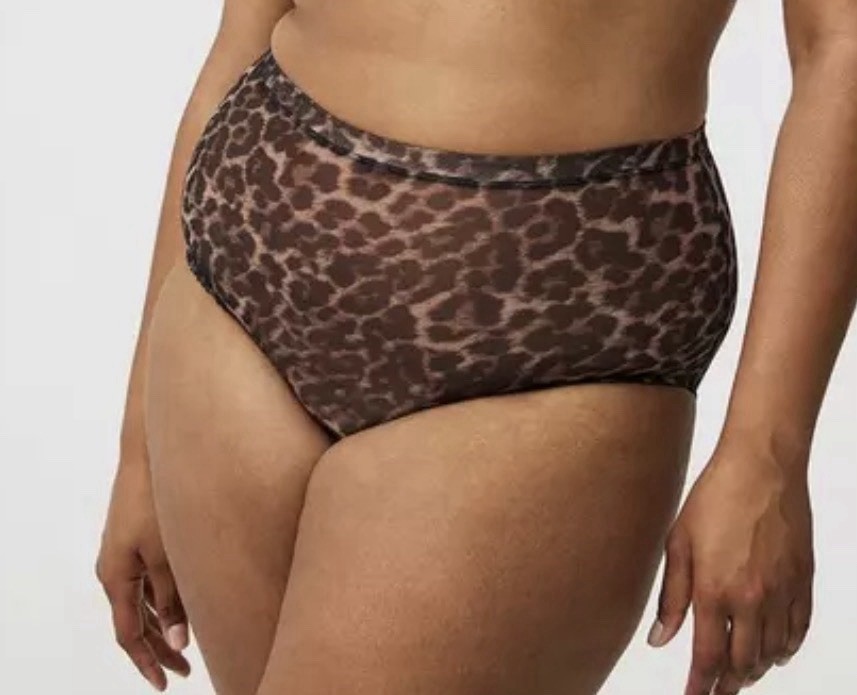 NWT Torrid On The Prowl Leopard Print Semi Sheer Mesh Mid Rise Brief Panties 5X