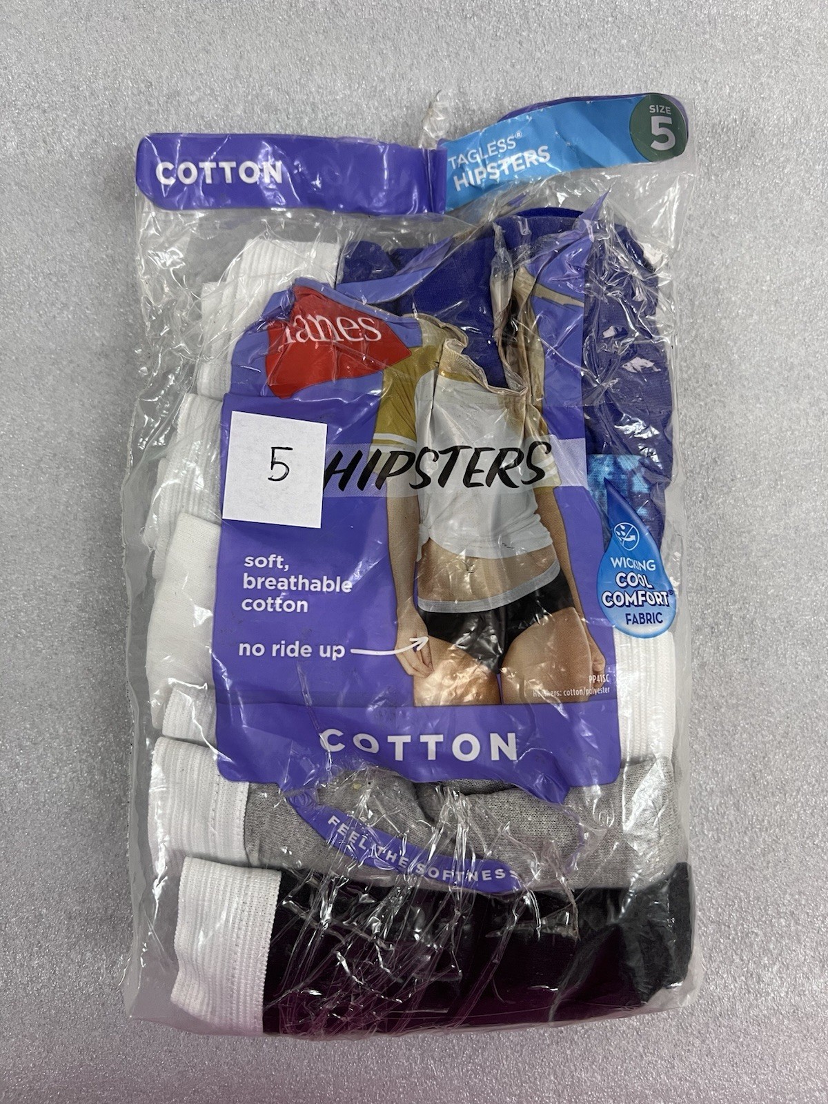 Hanes 5 Pk Hipsters Womens Assorted Colors Cotton No Ride Up Tagless Size 5
