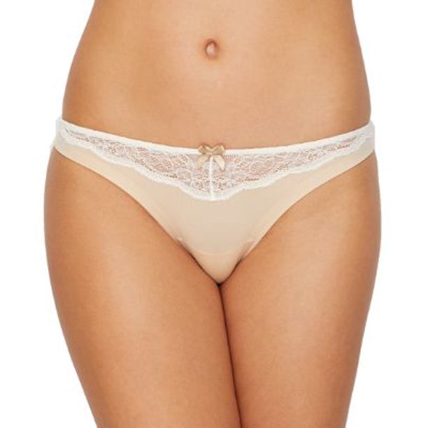 Maidenform Comfort Devotion Tailored Thong Panty 40149 Latte/Ivory Lace Sz.2XL/9