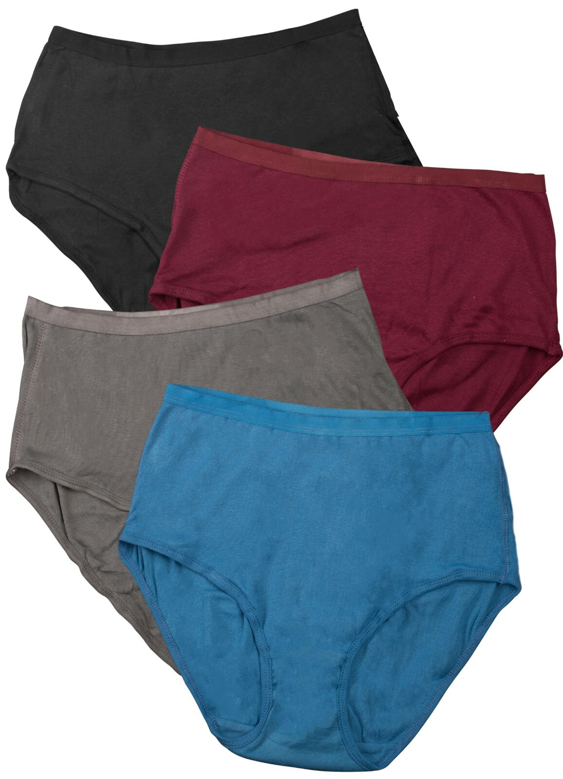Jack & Jill Women’s Briefs Black, Burgundy, Grey, Blue 4 Pack 100% Cotton