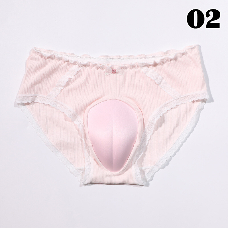 40-85KG Men Crossdresser Camel Toe Cute Bowknot Low-waist Hiding Gaff Thong