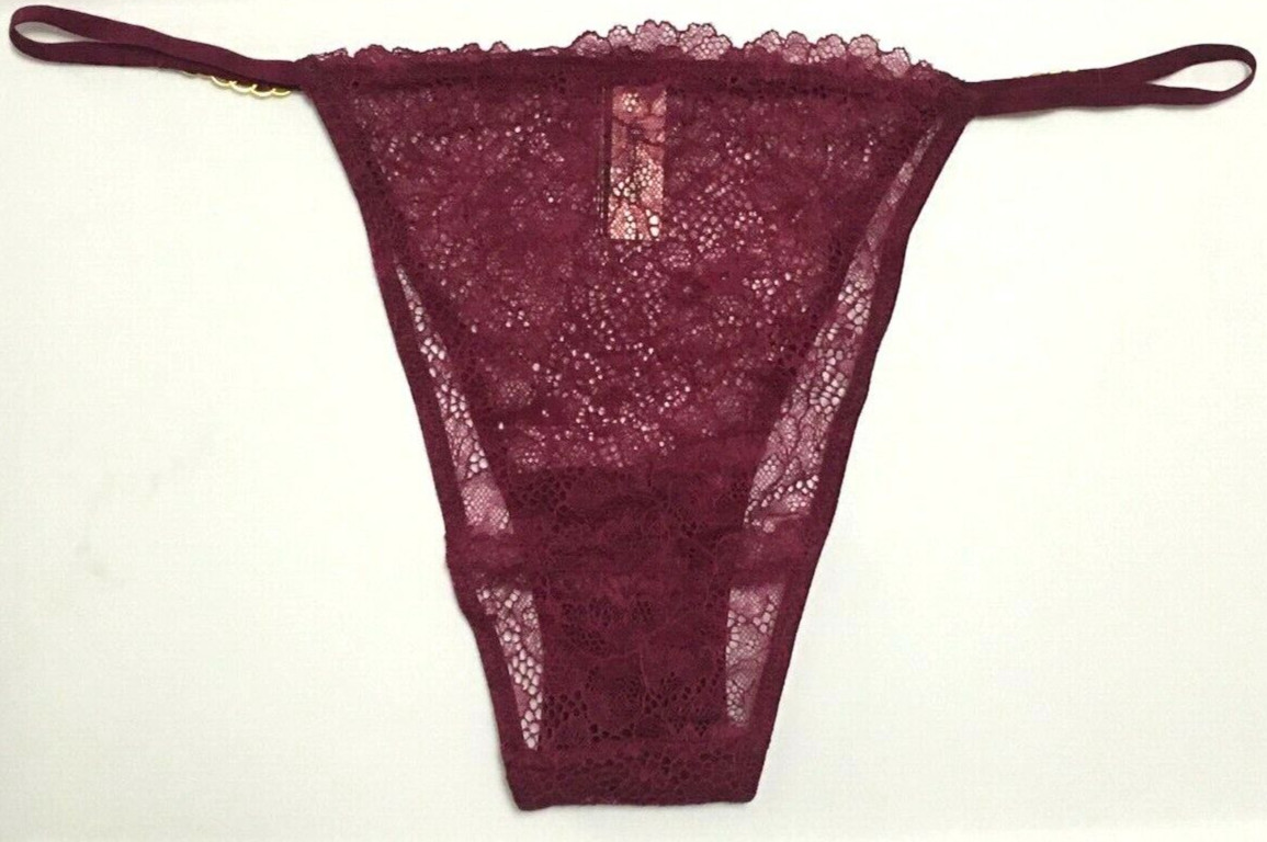 Victorias Secret Sexy Pink Rouge Lace & Ring Hardware Brazilian Panties Size XL