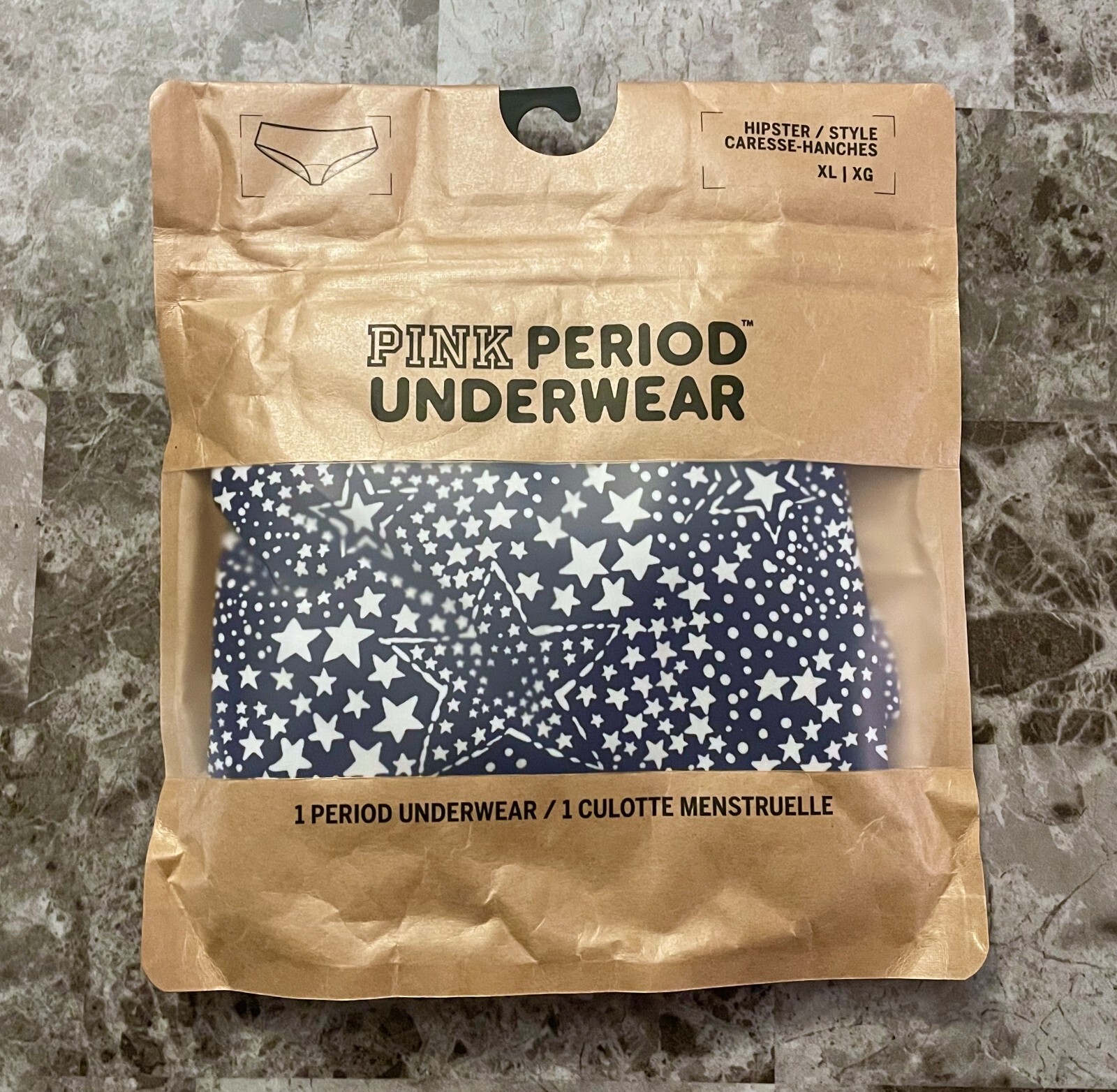 VICTORIA’S SECRET PINK XL NAVY BLUE WHITE STAR PERIOD UNDERWEAR HIPSTER PANTIES