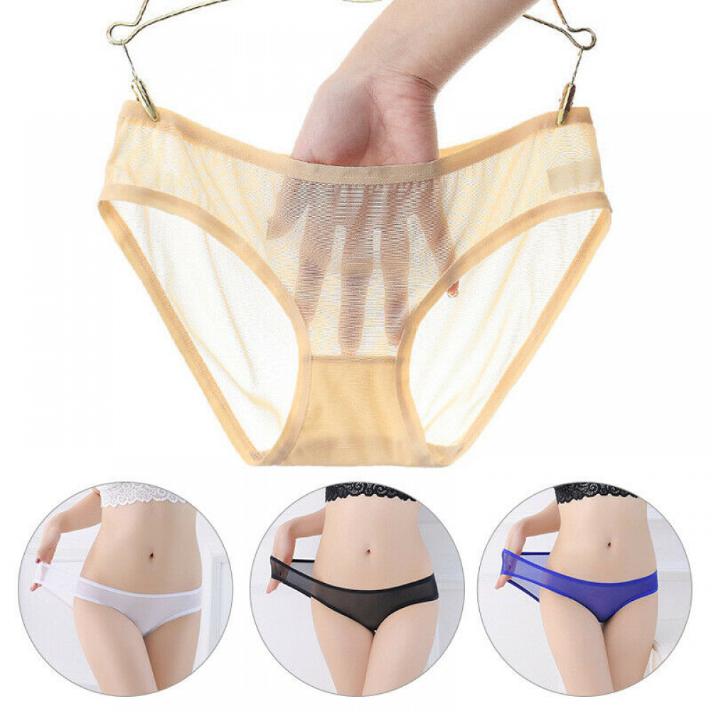 Women’s Low-Waist Transparent Mesh Briefs Seamless Panties Sexy Lingerie Knicker