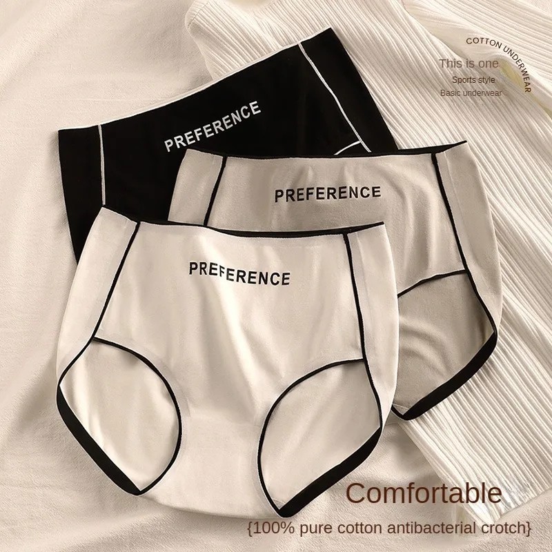 3PCS ropa interior mujer algodón cómoda sin costuras cintura alta