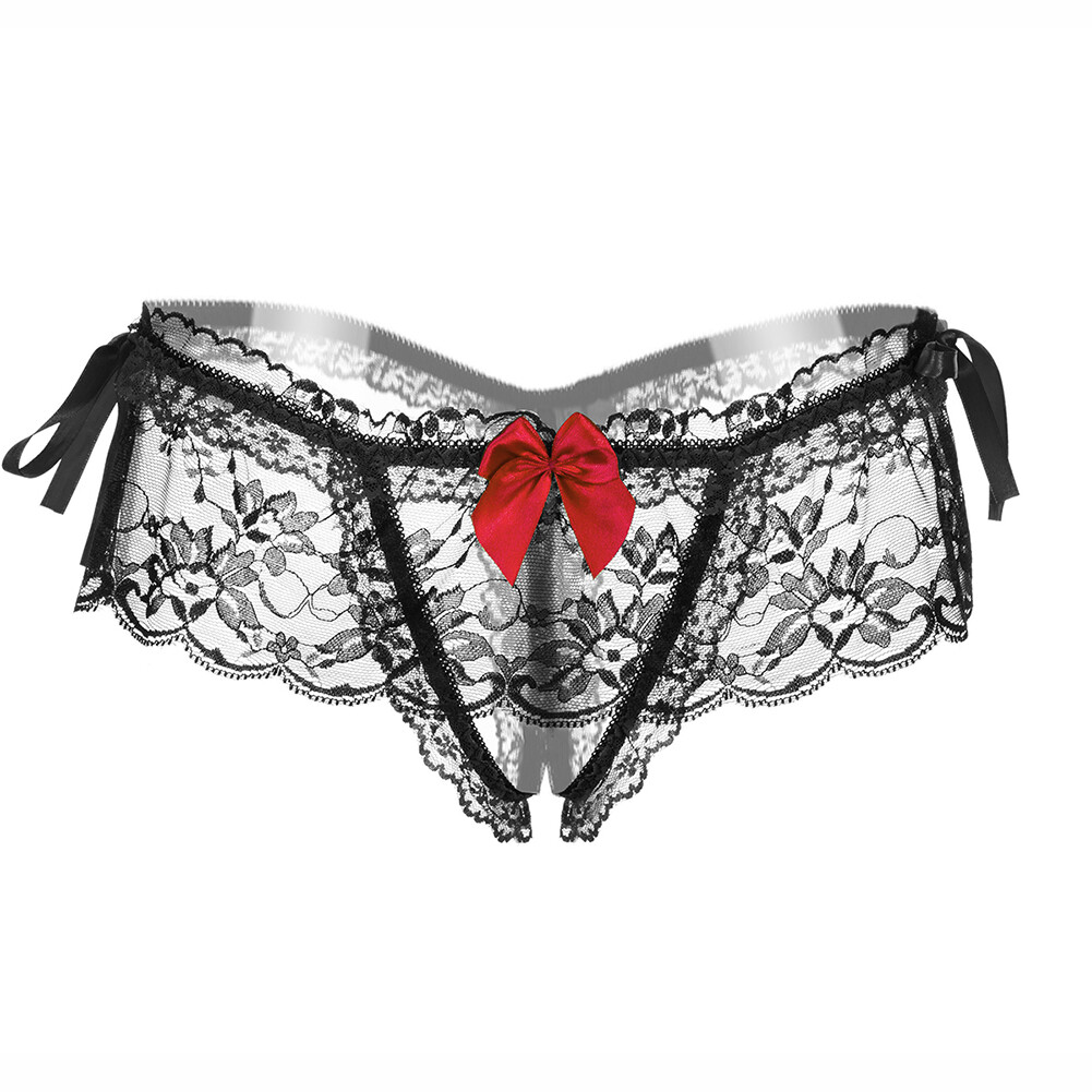 Womens Bow Thong Solid T-back Underwear Sleepwear G-string Panties Brief Knicker