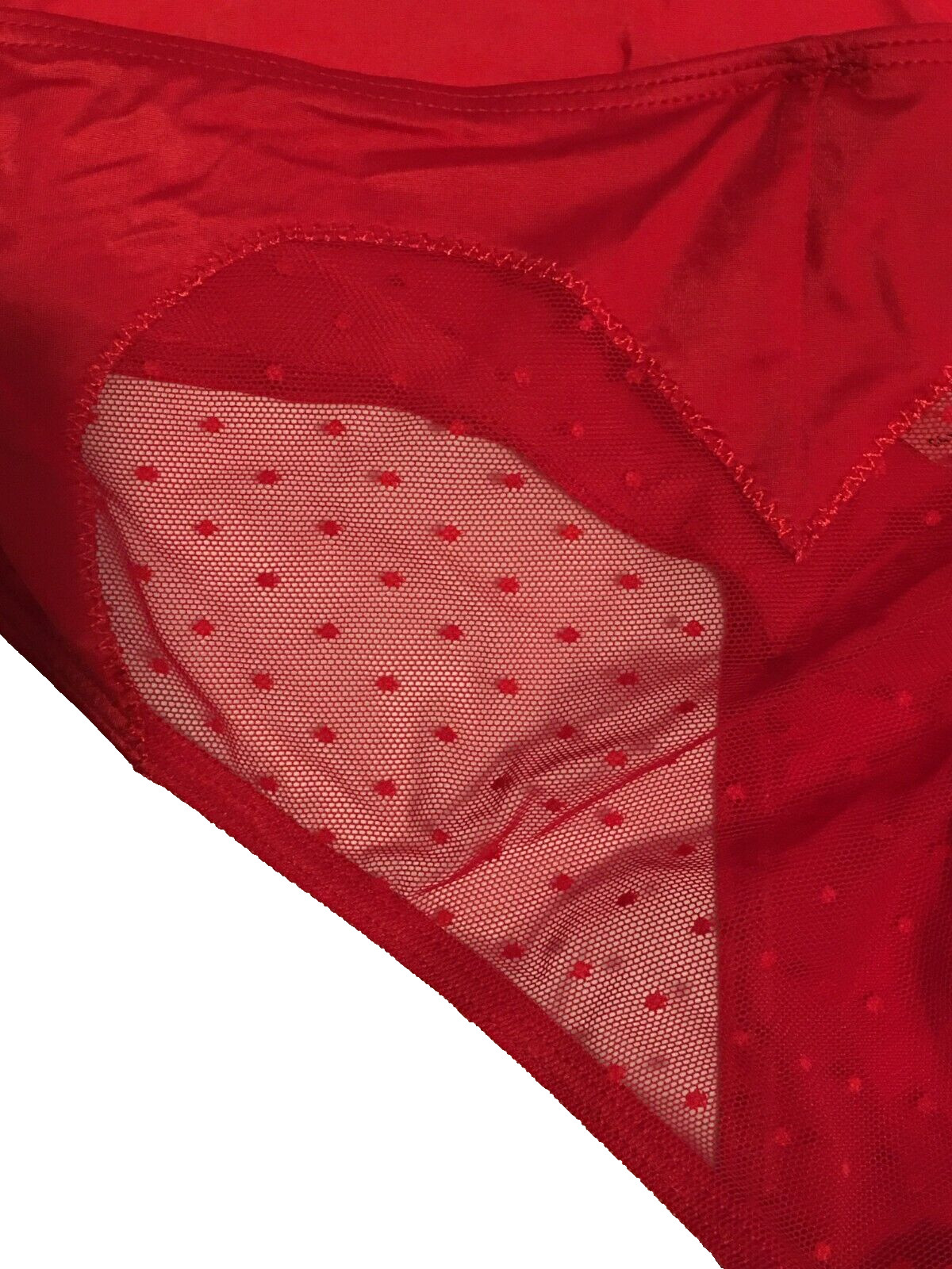 Victorias Secret Sexy Red Heart Mesh Dot Back Cheeky Panty Size L Silky Body NWT