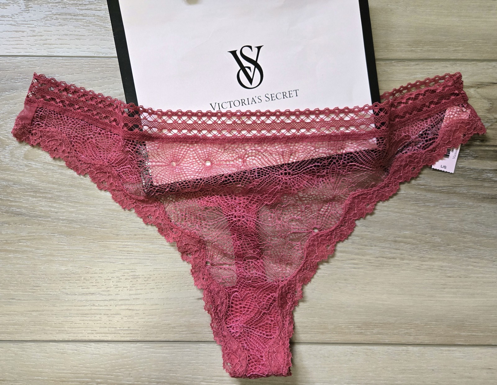 NWT Victoria’s Secret Very Sexy Sheer Lace Keyhole Corset Thong String Panties L