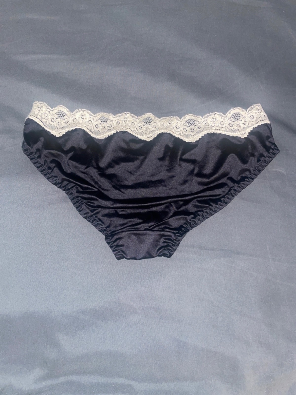 Vintage Style Black Soft Silky Satin Bikini Panties