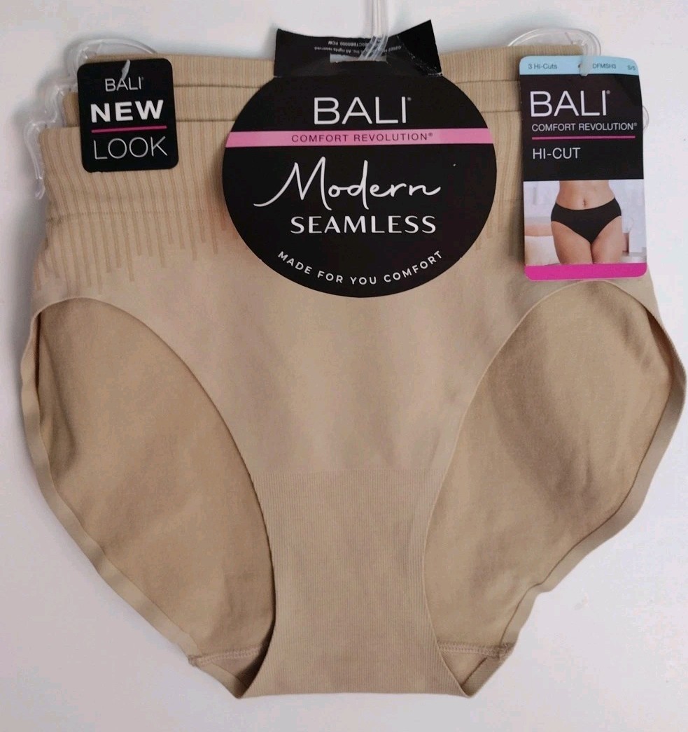 NEW Bali 3 Pairs Comfort Revolution HI-CUT 5/S BEIGE DFMSBH3 NWT