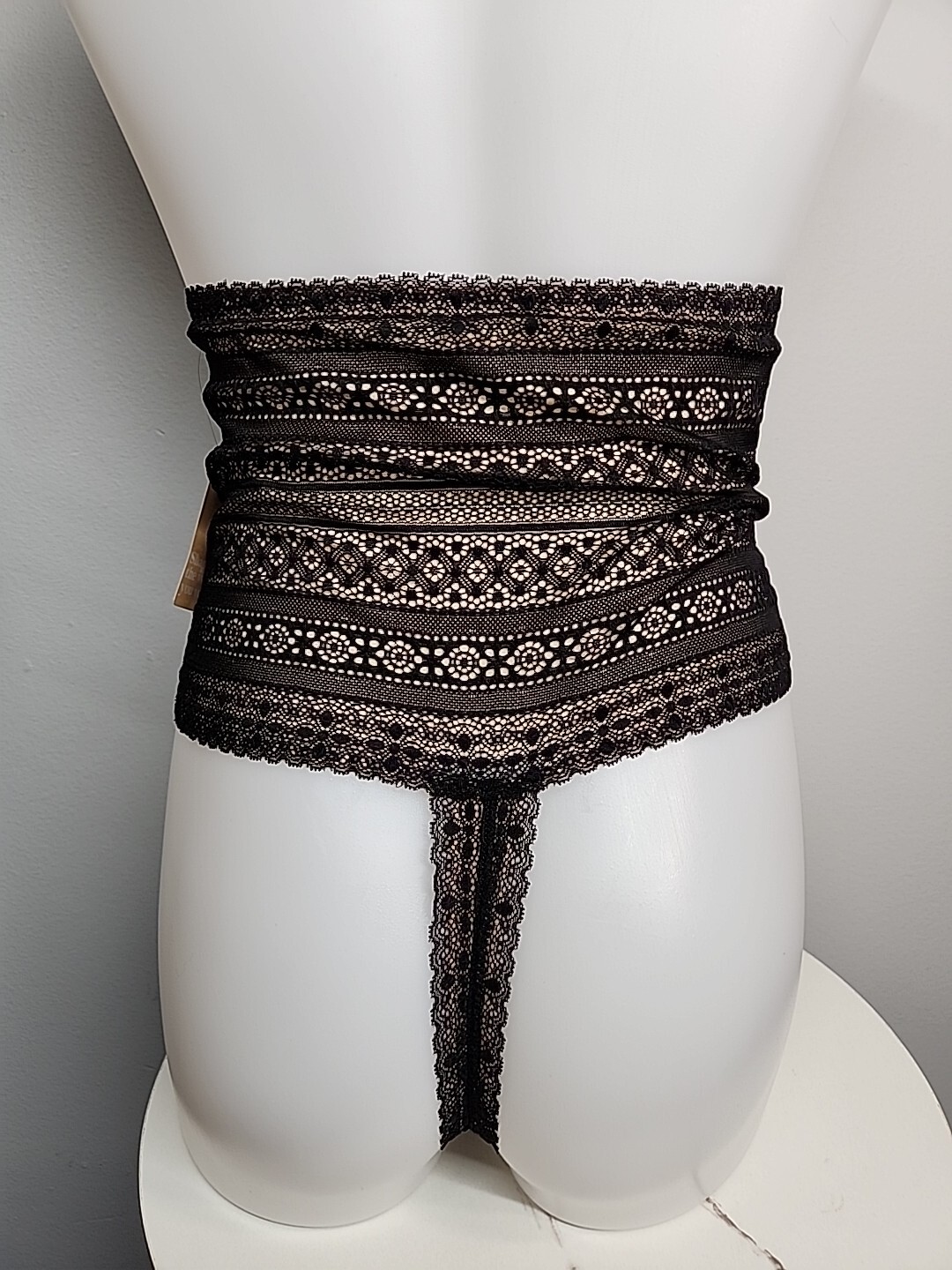 Nwt Popilush Shapewear Panties High-waisted Underwear Lace Thong Black LARGE