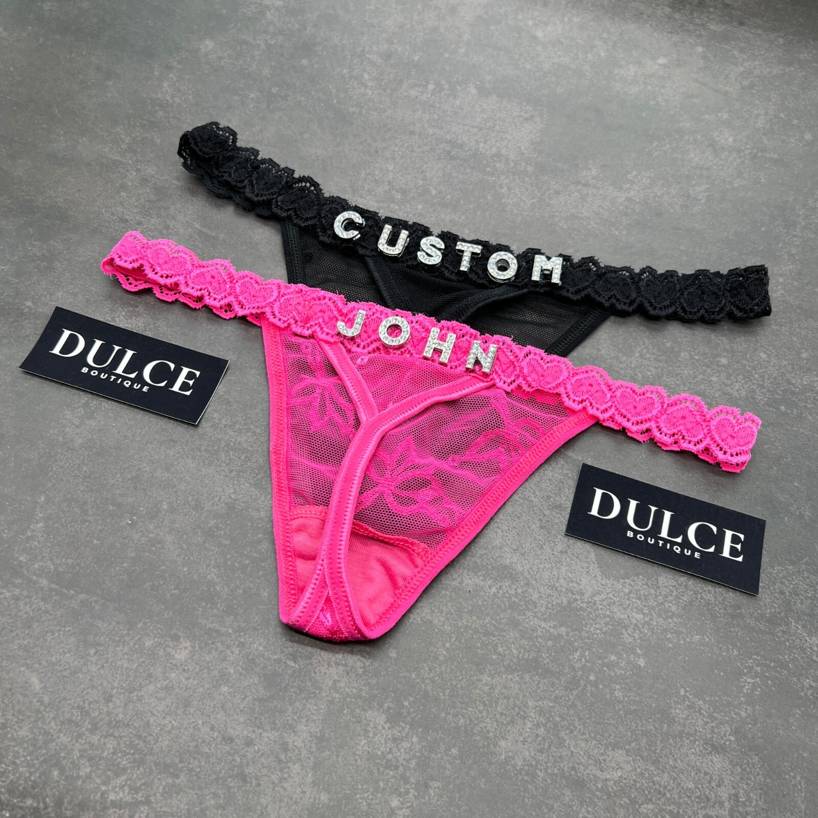Personalised Thong Custom Thong with Rhinestone Letters