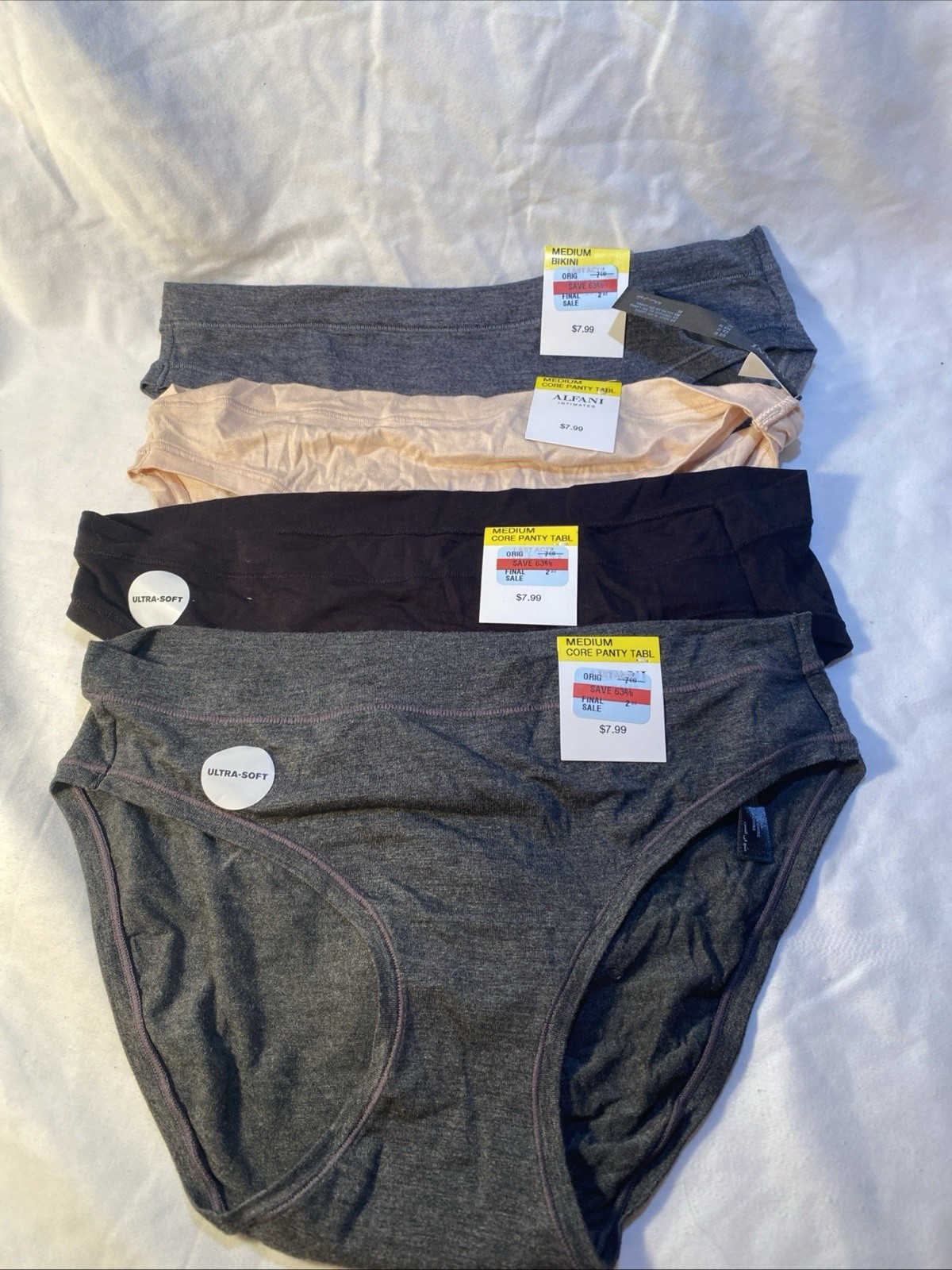 Lot Of 4 Alfani Womens 2X Ultra Soft Bikini Panties Size Medium NWT