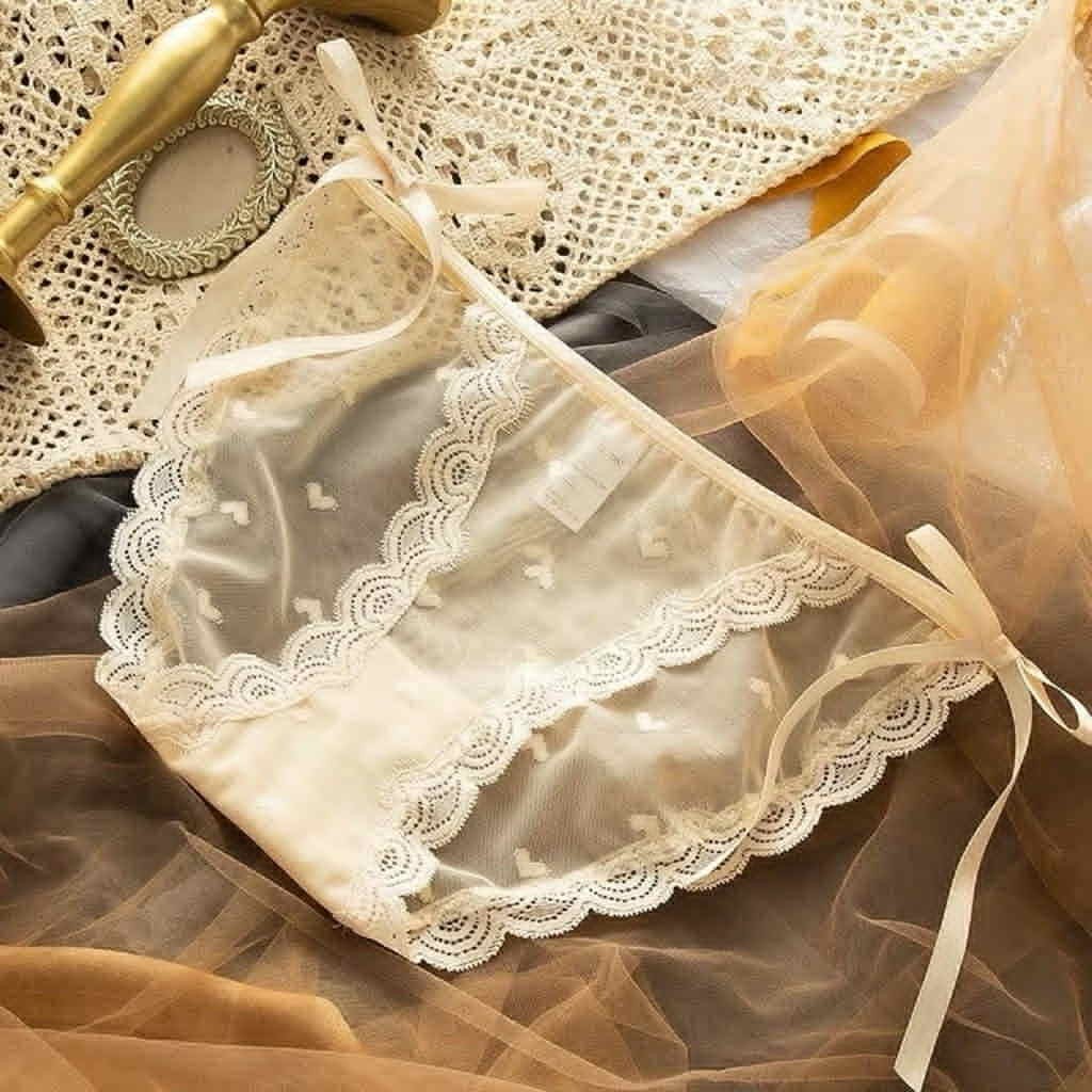 Pack of 5 Bow Decor Floral Lace Underwear for Women Stretching Colorful