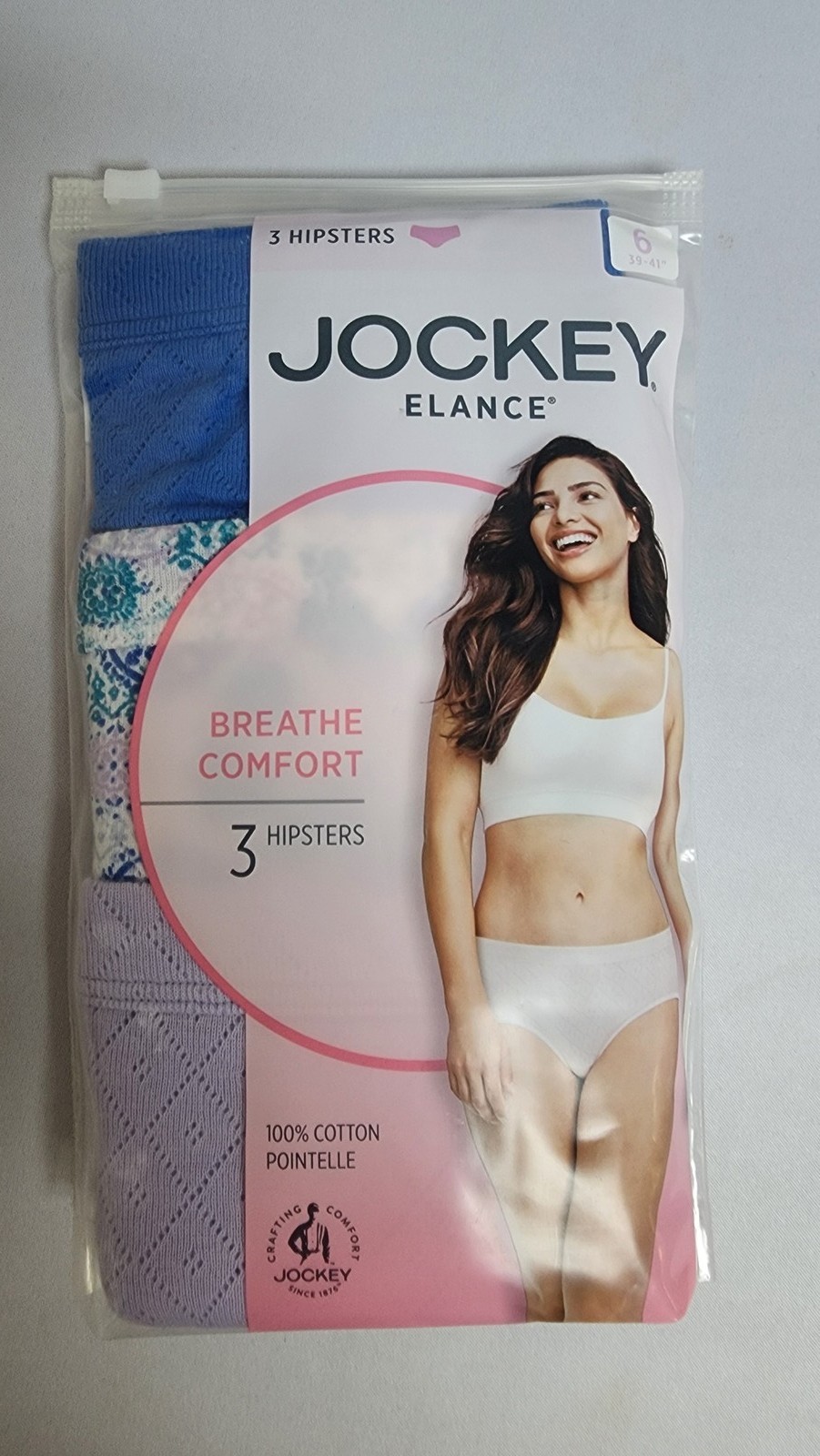 Jockey Elance Breathe Comfort Hipster Panties – Size 6 – 3 Pack Mixed Floral