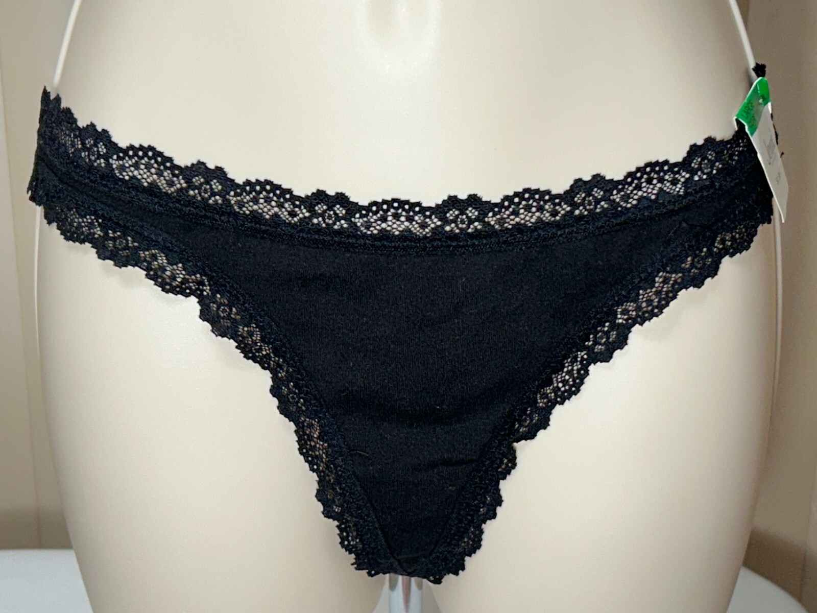 Womens Jenni Bikini Thong Underwear L Lace Trim Panty Black 1 Pair 100110139