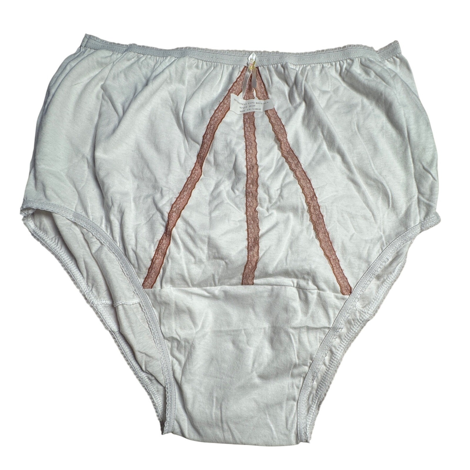 Vintage Incontinent Panty Underwear Reusable Size 4X Large White Lace Trim Retro