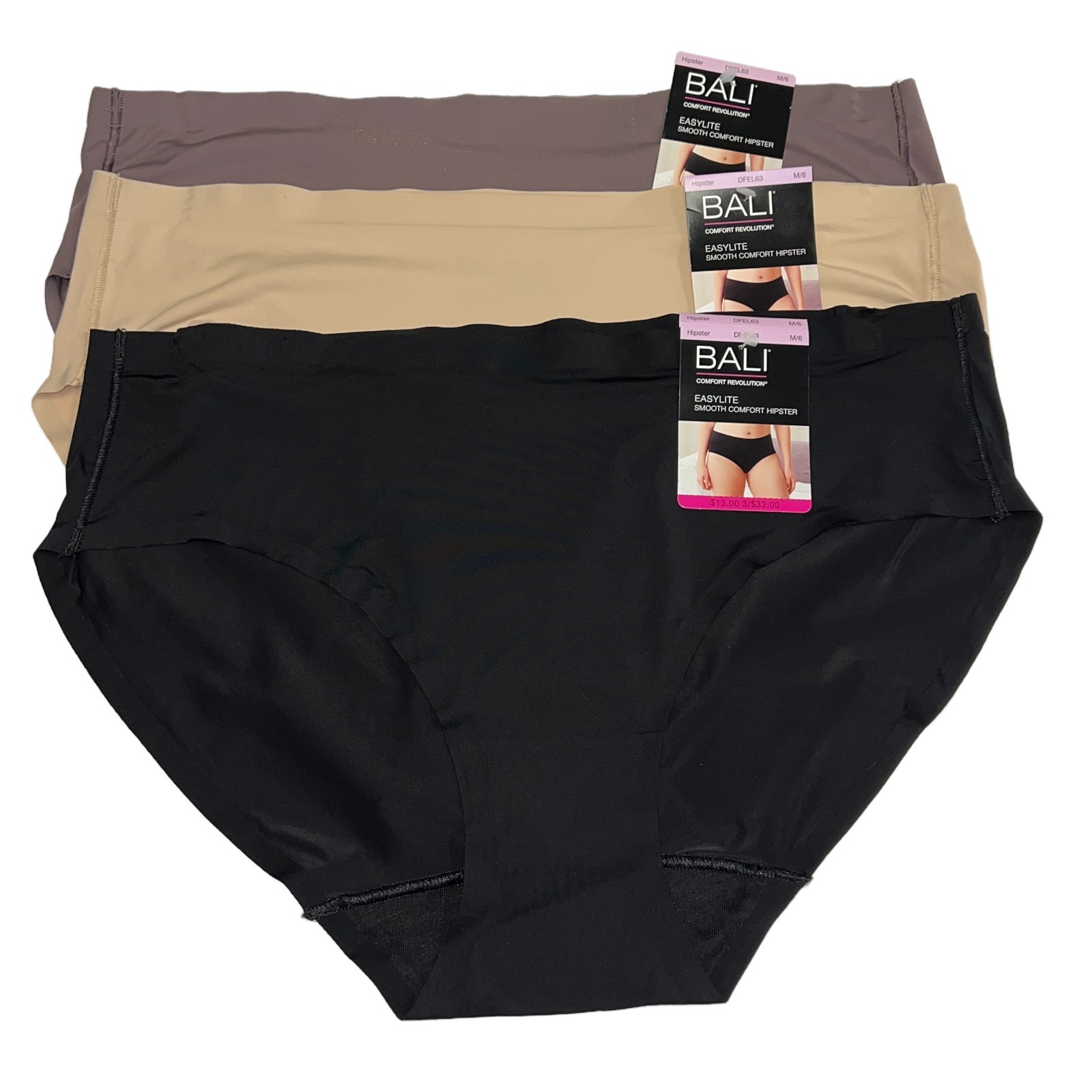 Bali Easylite Hipster Panty M 6 MEDIUM 3 Pack Panties DFEL63 Seamless Underwear