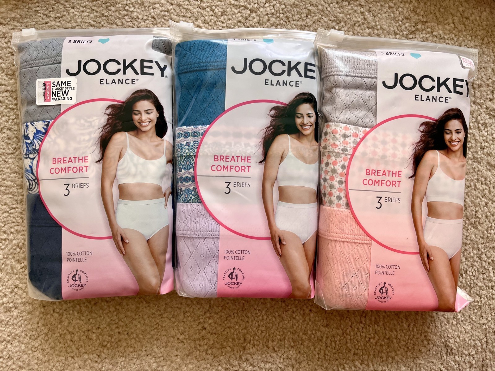 Women’s Size 10 Briefs, Jockey Elance Underwear, 100% Cotton, 3 Pack – NEW