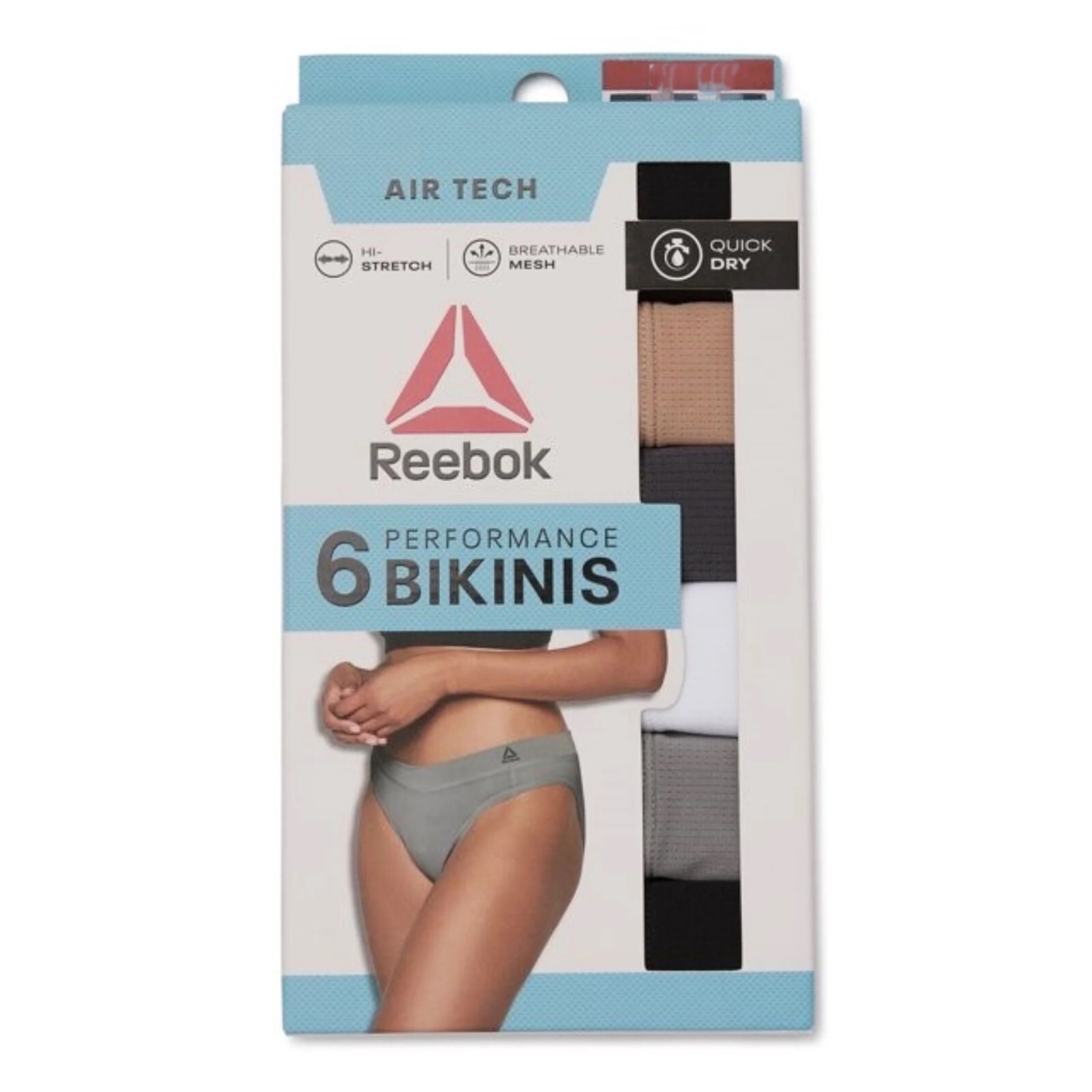 6-Pack Reebok Women’s Air Tech Performance Bikini Underwear Panties Multi 2XL